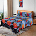 3 Pcs King Size Easy Care Bedsheet - 3D Orange Flowers