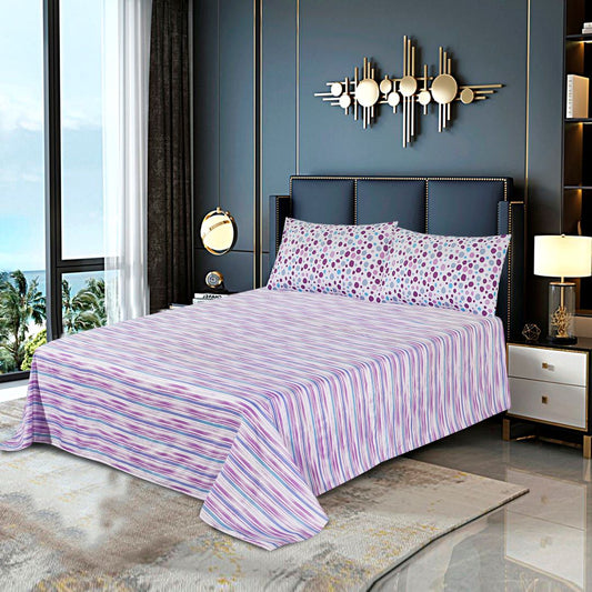 3 Pcs King Size Ultra Soft Bedsheet - Lining Paint