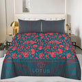 3 Pcs King Size Cotton Mix Bedsheet - Midnight Bloom