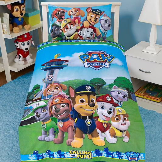 2 Pcs Single Size Cartoon Bedsheet - PAW Patrol