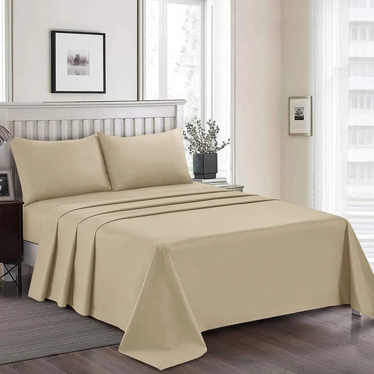3 Pcs King Size Easy Care Dyed Bedsheet - Beige