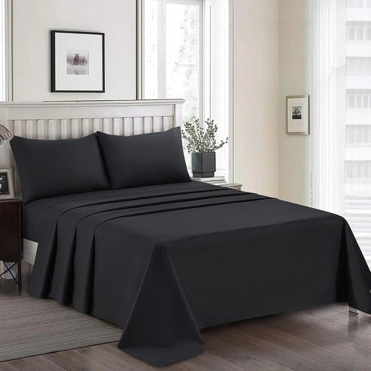 3 Pcs King Size Easy Care Dyed Bedsheet - Black