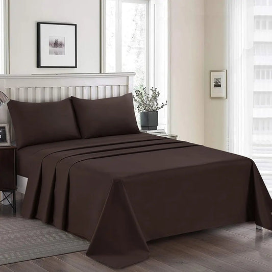 3 Pcs King Size Easy Care Dyed Bedsheet - Chocolate