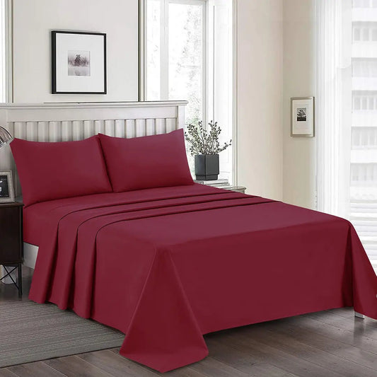 3 Pcs King Size Easy Care Dyed Bedsheet - Maroon
