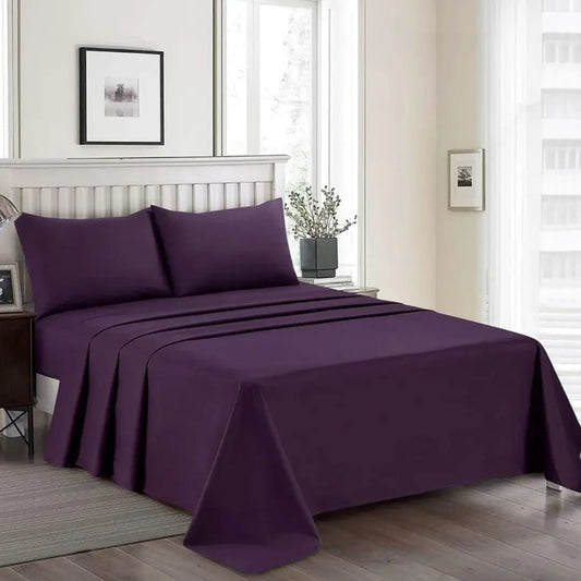 3 Pcs King Size Easy Care Dyed Bedsheet - Purple