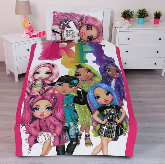 2 Pcs Single Size Cartoon Bedsheet - Rainbow High