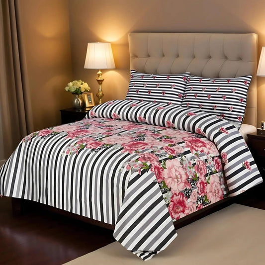 3 Pcs King Size Cotton Mix Bedsheet - Royal Comfort