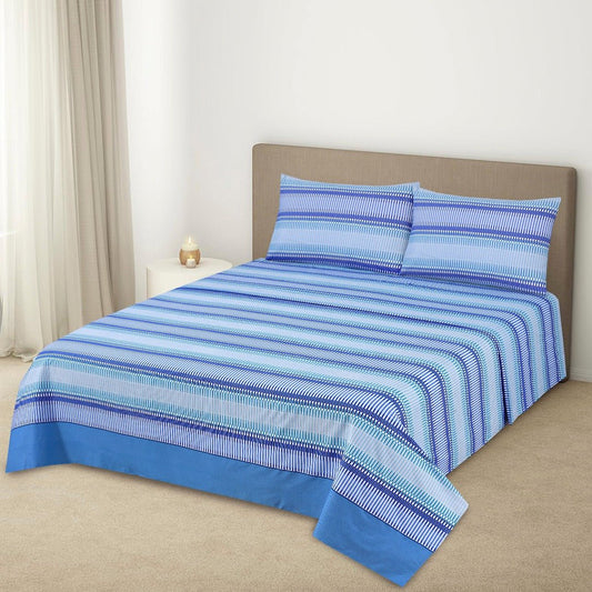 3 Pcs King Size Easy Care Bedsheet - Royal Green Stripe