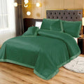 3 Pcs King Size Velvet Bedsheet - Forest Green (Limited Stock)