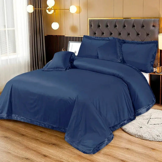 3 Pcs King Size Velvet Bedsheet - Navy (Limited Stock)