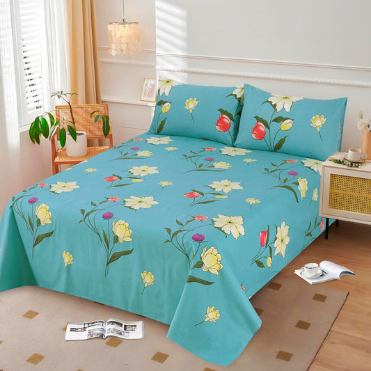 3 Pcs King Size Easy Care Bedsheet - Spring Charm
