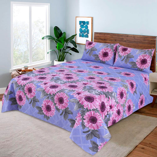 3 Pcs King Size Easy Care Bedsheet - Sunshine Petals
