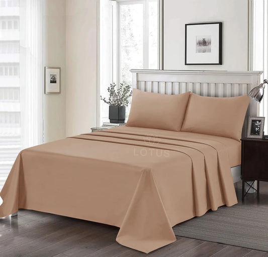 3 Pcs King Size Ultra Soft Dyed Bedsheet - Beige