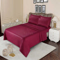 3 Pcs King Size Stripe Bedsheet - Maroon