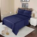3 Pcs King Size Stripe Bedsheet - Navy