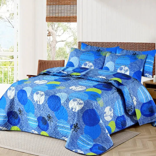 Ultrasonic Micro Fiber Bed Spread Blue Circle-30309 - Lotus