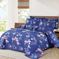 Ultrasonic Micro Fiber Bed Spread Navy Floral-30310 - Lotus