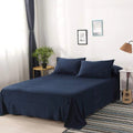 3 Pcs King Size Velvet Bedsheet - Navy