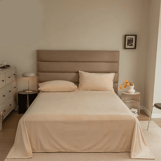 3 Pcs King Size Velvet Bedsheet - Skin