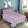 3 Pcs King Size 100% Cotton Bedsheet - Water Color